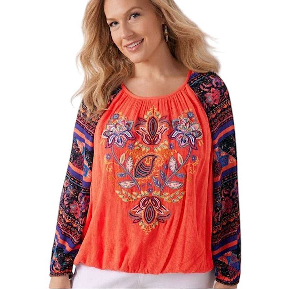 Soft Surroundings Blame Rio Embroidered Top size PM